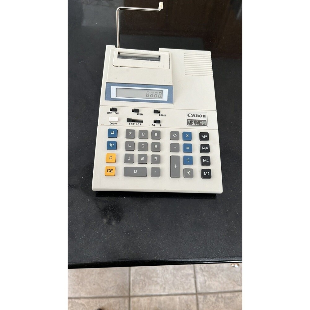 Canon P20 – D in new condition. This calculator takes thermal paper Runs On C’s